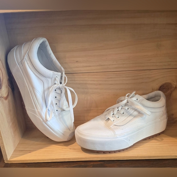 Van's White Platform Sneakers - Picture 2 of 9
